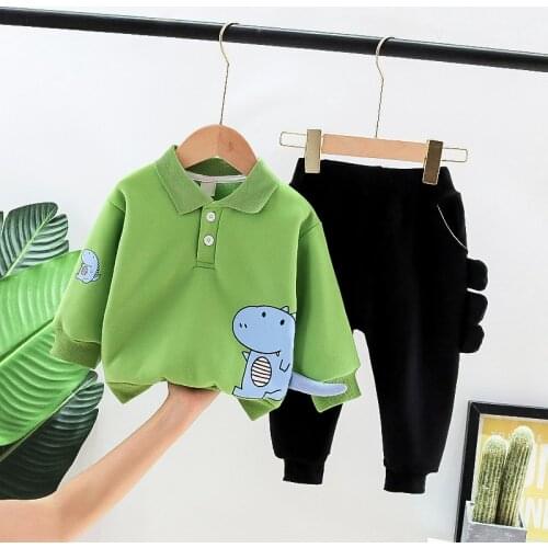 New Thicken Children Cartoon Clothes Winter Warm Baby Boys Girls Casual Hooded Jacket Pants 2Pcs/sets add velvet Kids Tracksuits