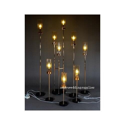 New style Tall Candelabra Gold Plinth Wedding Centerpieces With acrylic Pillar stand senyu1943