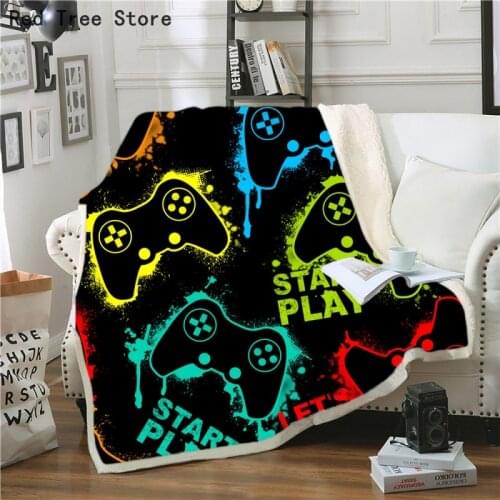 Cartoon Gamepad Printed Blanket Quilt Bedding for Boys Children Adult Gift Bedroom Sofa Decor Custom Design 130*150cm Fast Ship