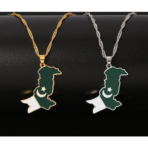 Pakistan National Flag Map Pendant Necklace Fashoin Ethnic Jewelry For Man Women Collar Charm Noble Map & Flag Necklace Choker