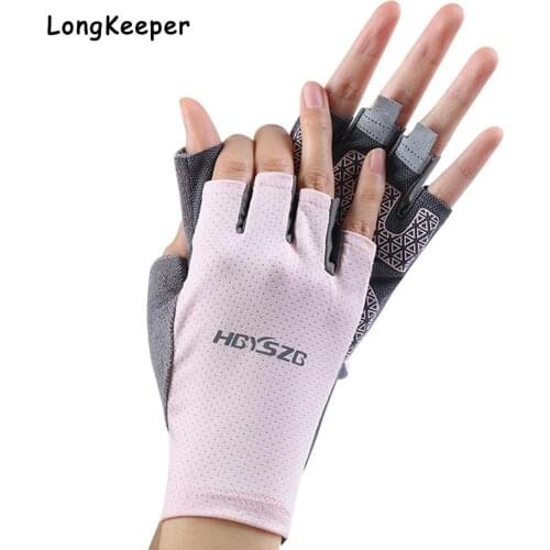 Women Gloves Summer Half Finger Gloves Men Fishing Breathable Silicone Anti-Slip Sports Gloves Male Women Fitness Mittens Luva