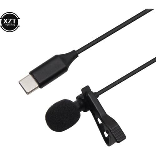 Mini Lapel Lavalier Clip-on Condenser USB C Microphone Mic with Type-C Plug Recording for Huawei P10/P20/P30 Xiaomi Smartphone