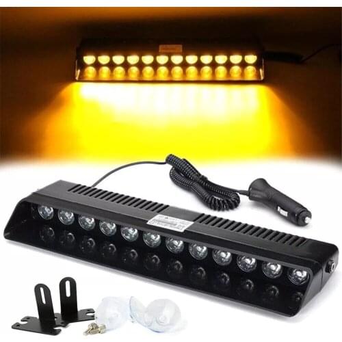12 LED Car Truck Dashboard Interior Windshield Warning Light Emergency Strobe Flash Light Super Bright Sucker Easy Installation