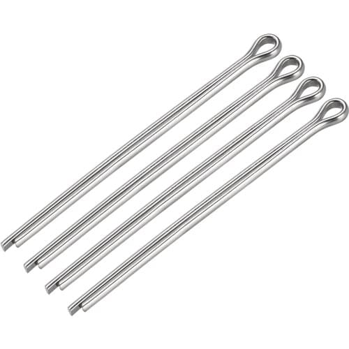 Uxcell 4Pcs Split Cotter Pin - 5mm x 100mm 304 Stainless Steel 2-Prongs Silver Tone for Home DIY Application