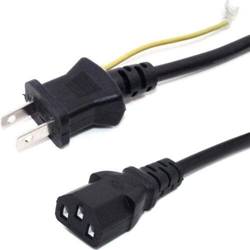 1.8m Japan Power Cord with Ground Janpanese 2 Prong Plug To IEC320 C13 Extension Cable for PC/Monitor/Printer 7A 125V