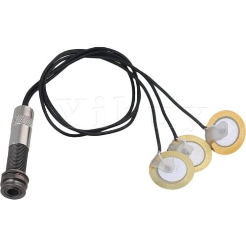 Yibuy Black 3 Sensor Transducer Piezo Contact Microphone Pickup Single Track 6.35mm Jack for Acoustic Guitar