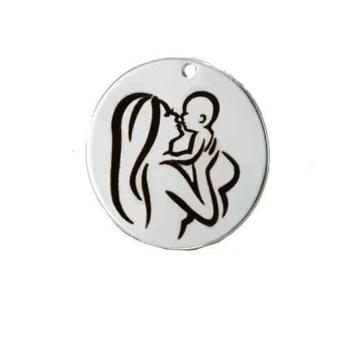 20PCS Silver Stainless Steel Pendant Jewelry Mother And Child Charms DIY Necklace&Bracelet Jewelry For Mothers Day Gift