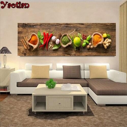 Grains Spices Spoon Peppers Embroidery Diamond Painting Full Square/Round Diamond Mosaic Cross Stitch Wall Sticker Kitchen Decor