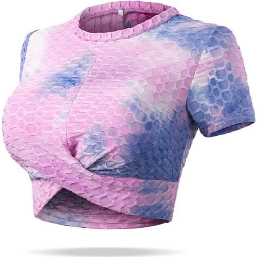 Yoga women quick-drying running fitness short-sleeved slim slimming yoga sports top tight-fitting stretch yoga short-sleeved