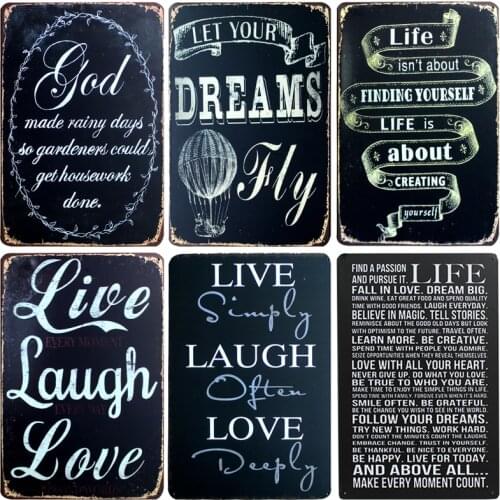 Live Laugh Love Humorous Word Tin Sign Retro Metal Tin Sign Art Decoration Man Cave Wall Sticker Cafe Home Metal Plaques Decor