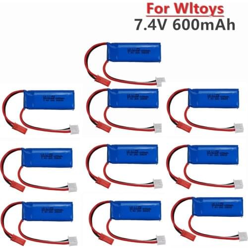 1-10Pcs 7.4V 600mAh Lipo Battery for WLtoys K969 K979 K989 K999 P929 P939 RC Car Parts 2s 7.4v Battery for WLtoys K969 accessory