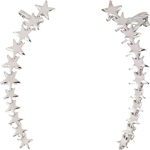 1 Pair Creative Star Decor Ear Earrings Chic Star Ear Crawler Earrings Wrap Earrings For Women Girls Jewelry Accessories