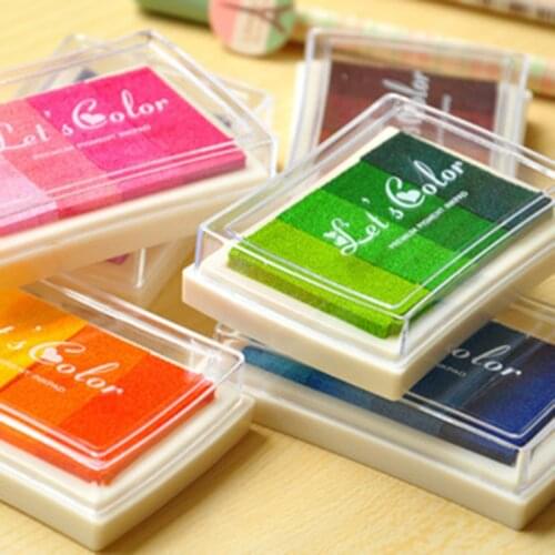 XINAHER 1pc Child Craft Oil Gradient Color Based Diy Ink Pad Rubber Stamps Paper Scrapbooking 6 Colors Inkpad Finger Paint