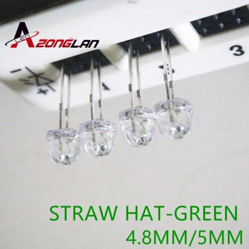 1000PCS 5mm Clear Lens Green LED Diode Light 5 mm Straw Hat Ultra Bright Wide Angle LED Light Emitting Diode Lamp Through Hole