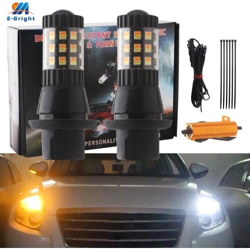 2X Canbus 12V 2835 36 SMD Kit BA15S BAU15S 3156 7440 Led Bulbs Car Turn Signal Light DRL Daytime White&Amber Dual Color No Error