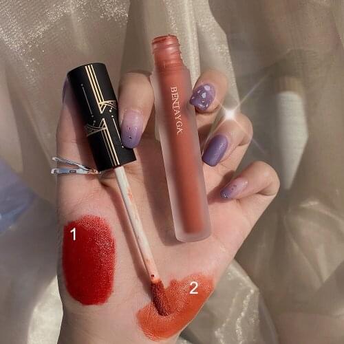 2021 1 Pcs Velvety Matte Lipstick Long Lasting Nonstick Cup Not Fade Makeup Cosmetics For Girl Women