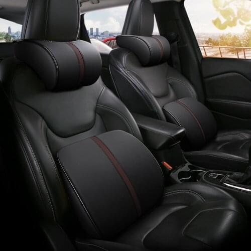 Car PU Neck Pillow Lumbar Waist Support Headrest Pillows Back Cushion Seat Supports Memory Foam Seat Covers Auto Accessories