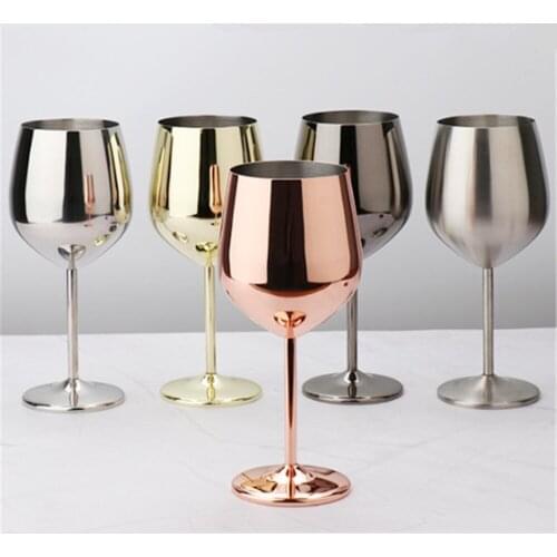 500/200ML Wine Goblet Red Wine Glass Cocktail Glass for Bar Picnic Wineglass Stainless Steel Copper Plated Cup Party Supplies