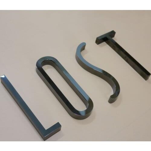 Customized SUS Letters Metal Channel Letters Black Titanium Plating Channel Letters Store Shop Cabinet Wall Reception