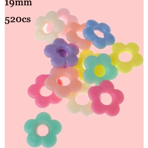 19mm 520pcs Pastel Colors Spring Flowers Shape Acrylic Jewelry Beads Ornament Accessories Girls Necklace Bracelet Beading DIY
