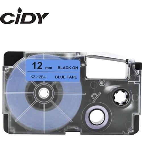 CIDY 50pcs XR-12BU Compatible Casio Label Tape for XR 12BU 12mm Black on BLUE Ribbon Catridge for EZ Printers KL-60-L KL-120