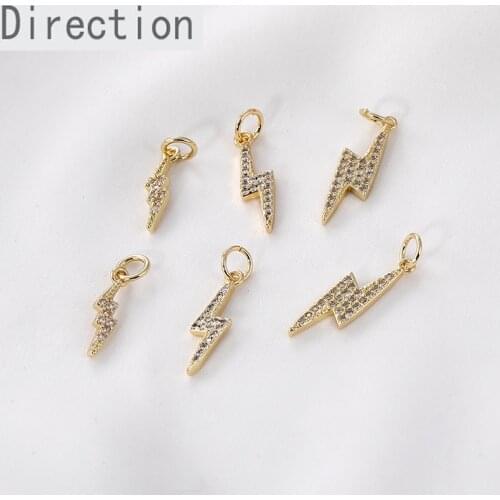 Color 14k bag gold micro-encrusted zircon lightning pendant diy hand-eared necklace bracelet accessories material
