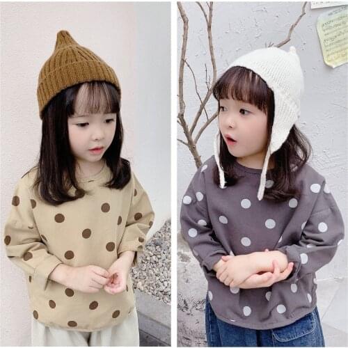 Spring Autumn New Kids Shirts 2 3 4 5 6 7 Years Baby Girls Korean Dots Long Sleeve Blouse Toddler Girls Cotton Shirts Child Tops
