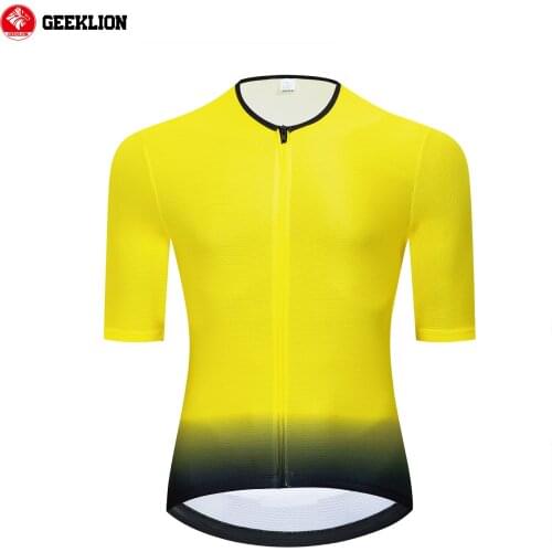 Geeklion Yellow Fading Aero Cycling Jersey Team Training Custom Bike Wear Quick Dry Maillot MTB Racing Clothing