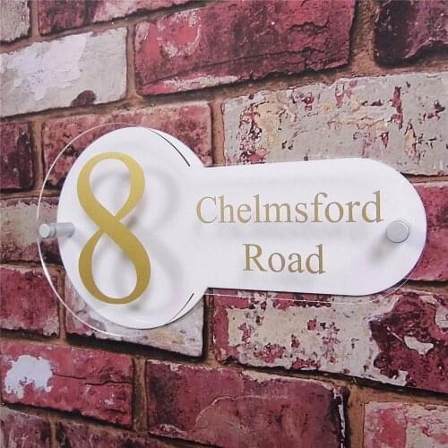 290mm x 150mm Personalized/Customized House Address Plaque Door Number Signs Name Plates Glass Effect Acrylic