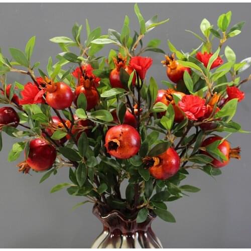 Artificial Flower Pomegranate Branch For Home Decor Fake Plants Red Berry Garden Accessories Christmas Decoration Supplies 1pc
