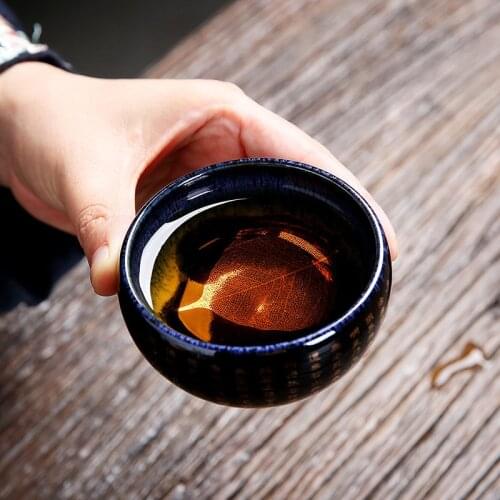 Ceramic Heart Sutra Teacup Porcelain Leaf Master Tea Cup Creative Zen Buddha Office Water Mug Home Decor Accessories Drinkware