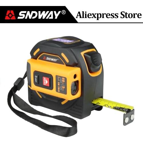 SNDWAY Laser Tape Measure Range Finder 40M 60M Laser Distance Meter Rangefinder Dgital Steel Ruler Retractable 5m Build Tool