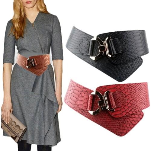 Fashion Lady Waistbands Black Waist Belt Super Wide PU Leather Belts For Women Shirt Slimming Corset Elastic Cummerbund Girdle