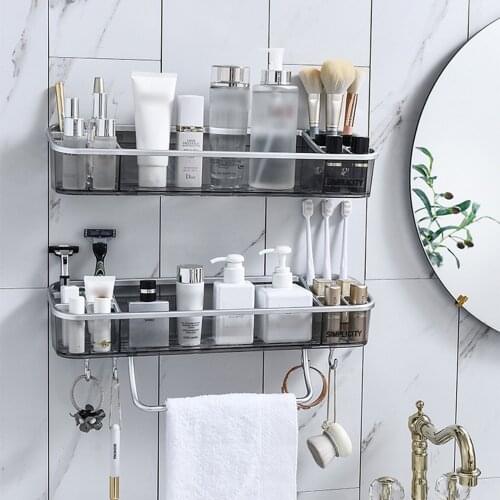 New Wall-Mounted Shower Storage Rack Non-Perforated Bathroom Shelf Household Toilet Multifunctional Storage Organizer