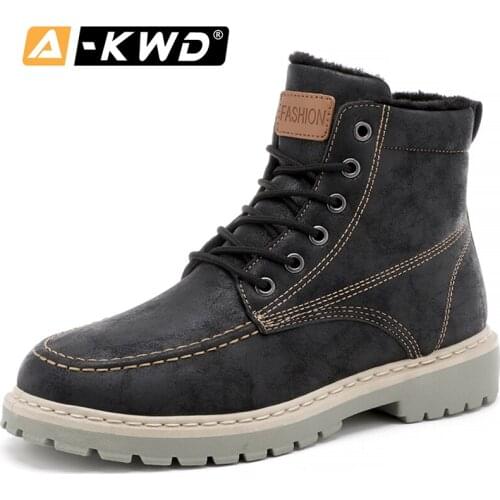 New Fashion Men Winter Boots Waterproof Men Snow Boots High Top Work Shoes Men Pu Leather Man Shoe Lace-up Sneakers Man Footwear