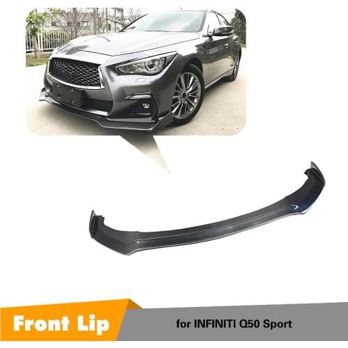 Carbon Fiber Front Lip Spoiler Bumper Chin Apron for Infiniti Q50 Q50S 2018 Sport Sedan 4-Door Car Styling Accessories