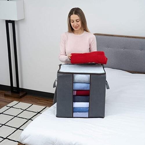 Professional Comforter Storage Bag 4PCS Large Capacity Organizer with Handle Thick Fabric for Clothes, Blankets, Bedding