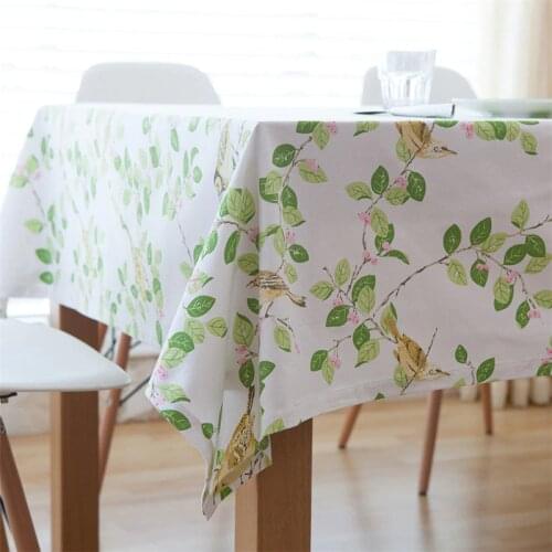 Cotton Simple Leaves Print Table Cloth Rectangular Wedding Decoration Tablecloths Waterproof Oilproof Plastic Table Cover
