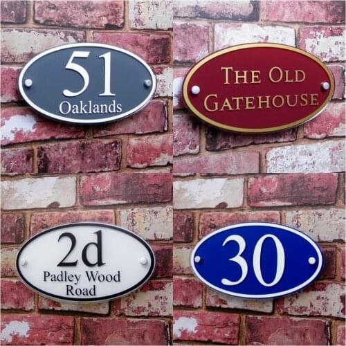 House number Details about Modern House Sign Door Number Address Plates Custom Glass Effect "Oval" Door sign