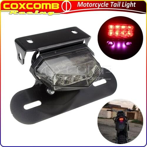 Motorcycle LED Tail Light Rear Brake Stop Light w/ License Number Plate Light Bracket Universal For Honda Yamaha Suzuki Kawasaki