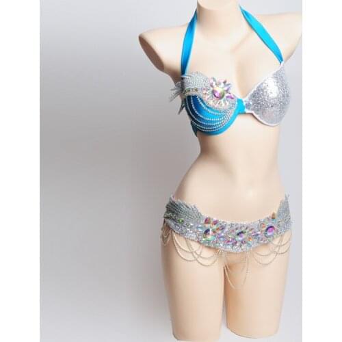 Hot Sale Womens belly dance costume suit belly dancing clothes Sexy Night dance bellydance Carnival Tops Chain BRA Belt WY8165