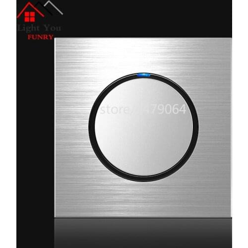 1 Way Light Switch Any Click Household Silver Aluminum Alloy Panel Switch Socket 90V-250V