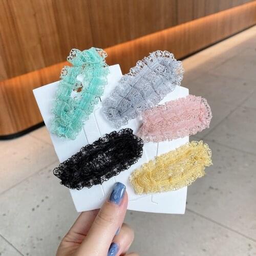 1PC Korean Lace BB Clip Children Simple Candy Color Lace Weave Hairpin For Sweet Girls Barrette Fashion Hair Accessories