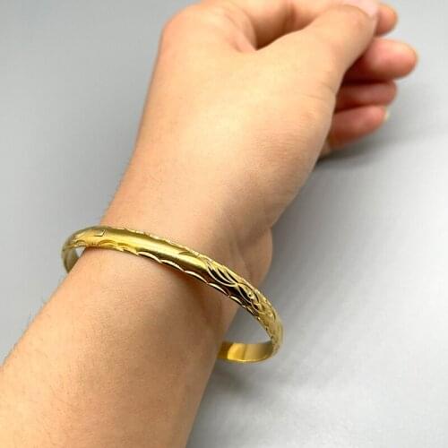 1Pcs Dubai Gold Color fashion Bangles For women man Opening Bangles African bridal Wedding Jewelry gifts bracelet jewelley