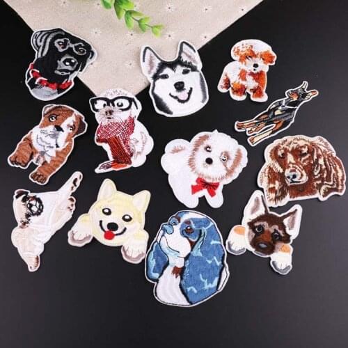 1PCS Cartoon Lovely Dog Border shepherd, poodle, garden dog Patch Embroidery Iron On Patches Decor For Bag Jeans Applique