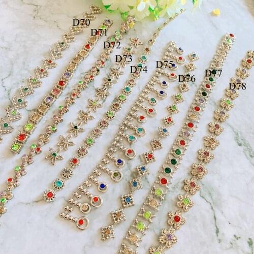 1Yard Rhinestone Plastic Chain Plated Gold Silver Sew On Trim for DIY Wedding Costume Applique Jewelry Craft Accessories D70-78