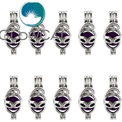 10x K651 Women Girl Party Mask Pearl Cage Jewelry Making Beads Cage Essential Oil Diffuser Aromatherapy Locket Pendant
