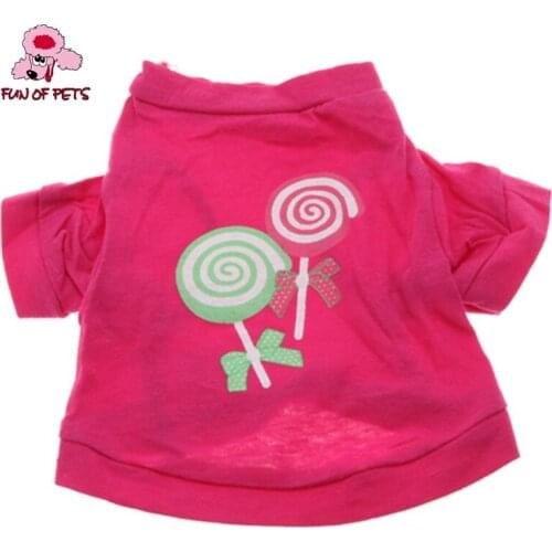 2017 Lovely Pets Lolipop Pattern Dog Clothes Princess Dog Shirts Vest for Dogs Pet Clothing (Rose,XS-L)