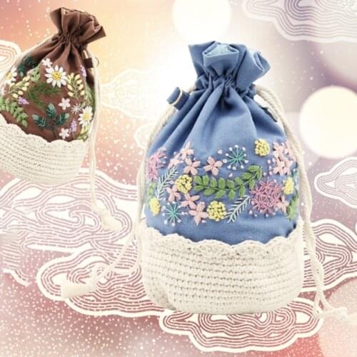 20CA DIY Embroidery Flower Tree Purse Women Bag Needlework Sewing Cross Stitch Chinese Style Coin Purses Vintage