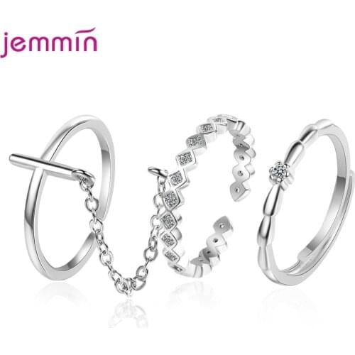 3Pcs/Set Women Simple Rings Adjustable Geometric Chain Finger Joint Ring Set Bohemian Ladies Beach Party Jewelry Gifts